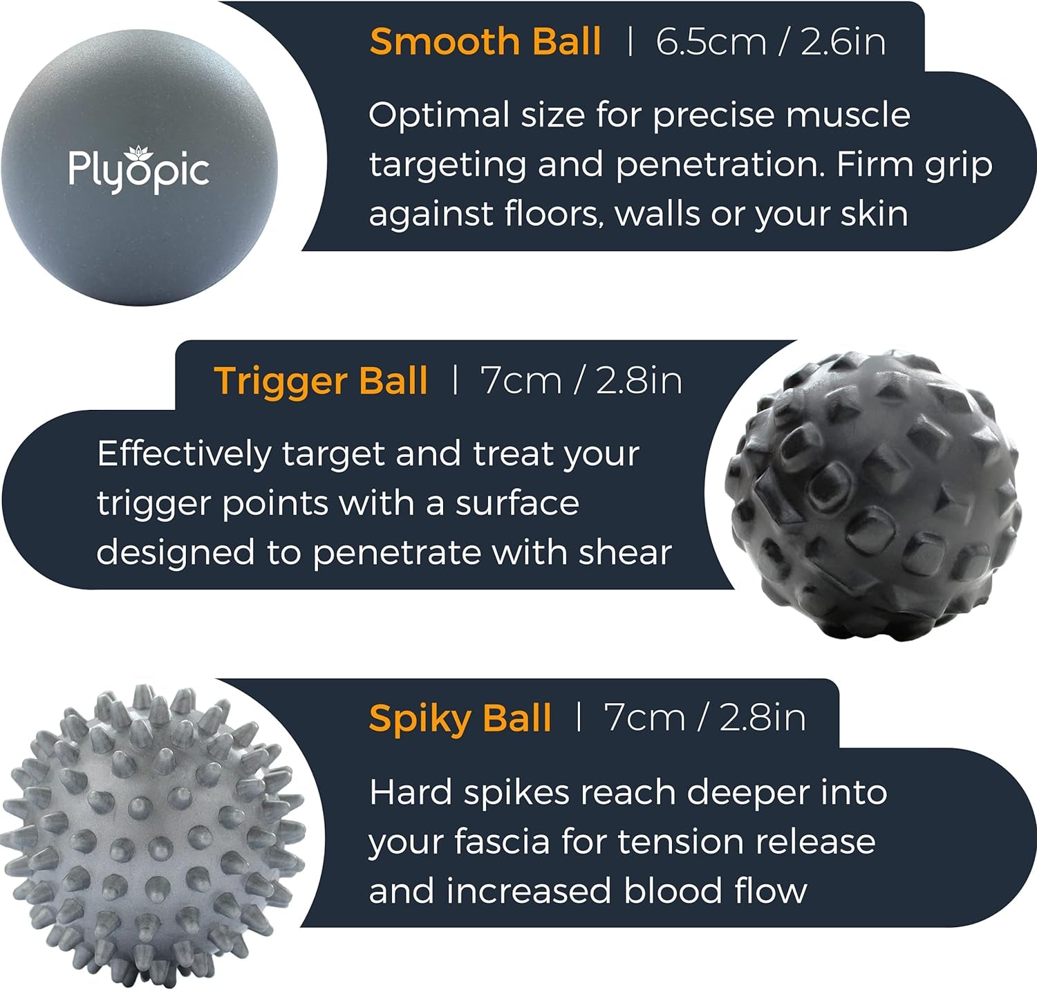 . Massage Ball Set - for Deep Tissue Muscle Recovery, Myofascial Release, Trigger Point Therapy, Mobility, Plantar Fasciitis Relief - Eliminate Muscle Pain and Tension in Your Back Neck Foot