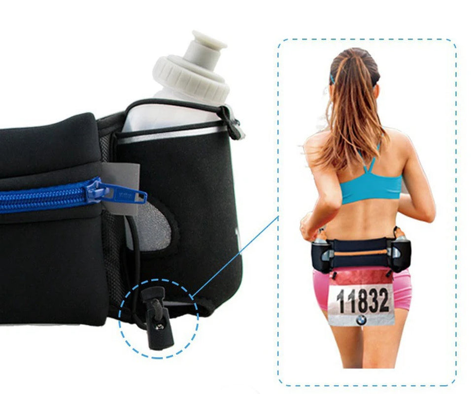 Trail Running Waist Pack with Dual Pockets for Phone and Water Bottle