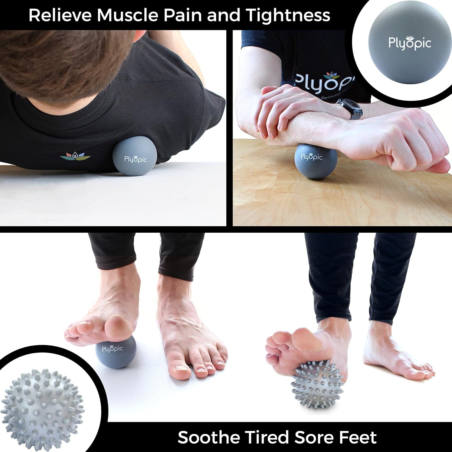 . Massage Ball Set - for Deep Tissue Muscle Recovery, Myofascial Release, Trigger Point Therapy, Mobility, Plantar Fasciitis Relief - Eliminate Muscle Pain and Tension in Your Back Neck Foot