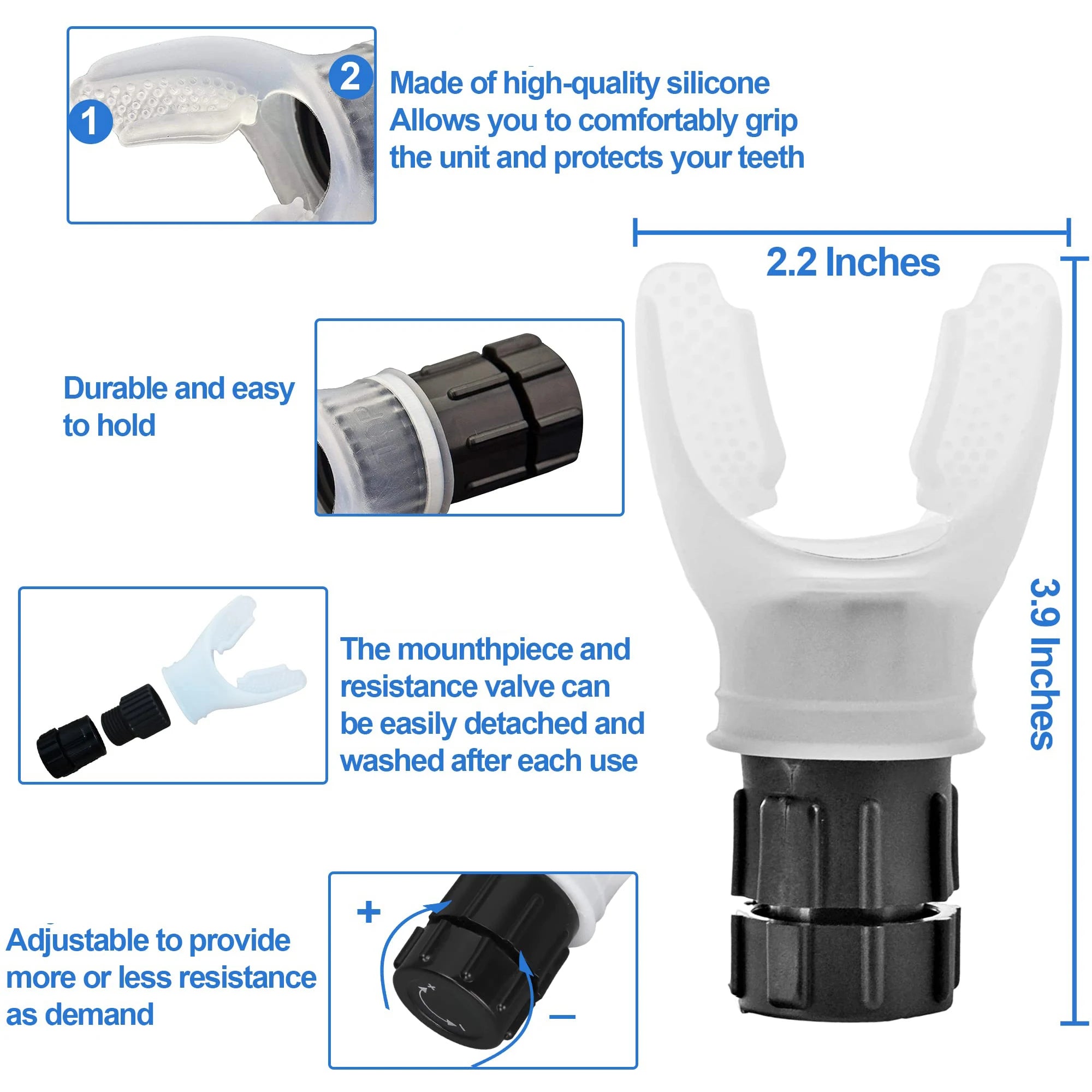 Adjustable Breathing Trainer for Increasing Lung Capacity and Respiratory Fitness